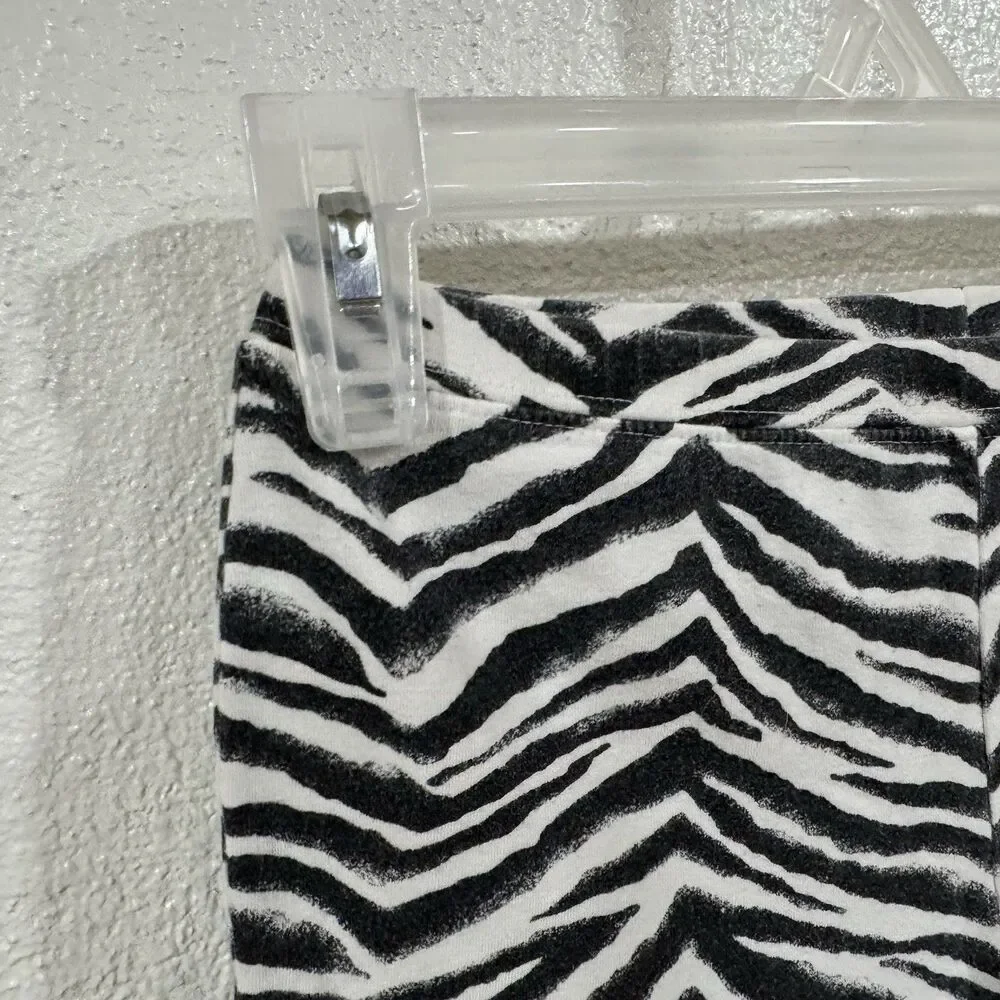 Faded Glory Girls L (10-12) Black White Zebra Print Leggings Soft Stretch Pants